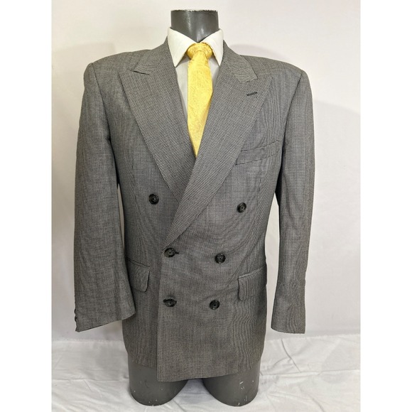 Burberry Other - BURBERRYS Black White Houndstooth 6 Button DB Double Closure Wool Sport Coat 42R